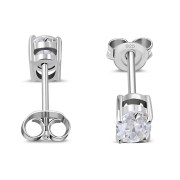 5x7mm Oval Prong-Set Clear CZ Sterling Silver Stud Earrings - e446
